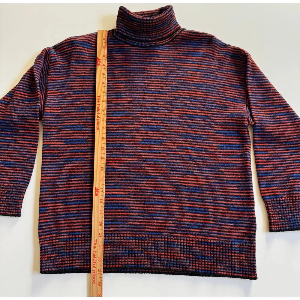 Missoni Oversized 100% Virgin Wool Striped Turtleneck Sweater EUC Sz Small $595